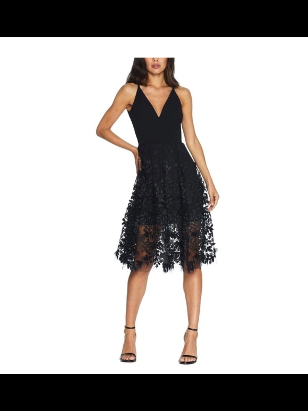 Dress the Population Black High-Low Lace Cocktail Dress